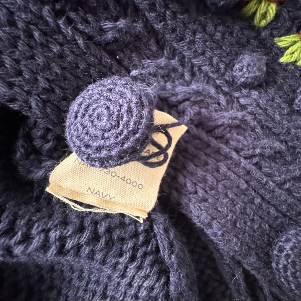✨💙DÔEN ‘Forget Me Not’ Embroidered Cable Knit Cardigan Sweater Navy XS - Picture 10 of 14